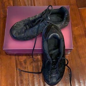 Satiny black sneakers